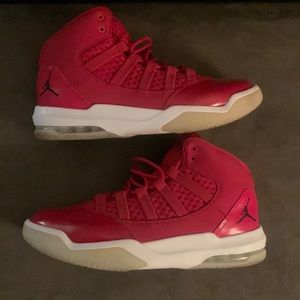 I am selling my fairly worn red and white Jordan shoes. Size 10.5